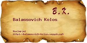 Balassovich Kolos névjegykártya
